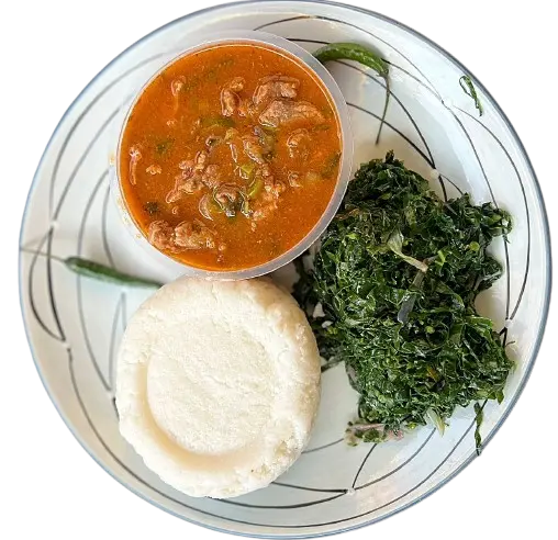 Ugali | Beef Stew | Collard greens